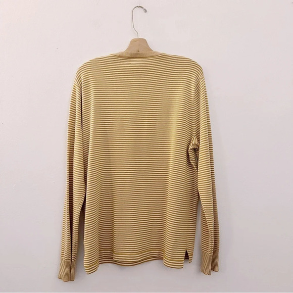 J. Crew Men's Cotton Split-Hem Sweater In Stripe Yellow White Mustard - Picture 5 of 7